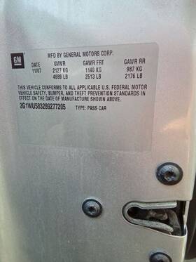 601-00448b Chevrolet Alternator 125 Amp Opt Kg7 Fits 07-08 Impala 1671807
