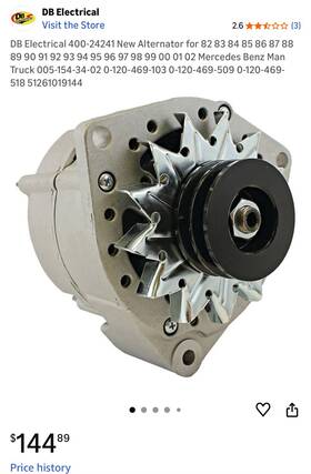 005-154-34-02 Db Electrical 400-24241 Alternator For 1982-2002 Mercedes Benz Man Truck