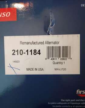 210-1184 Denso 2101184 Alternator-touring Reman