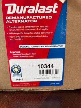 Dl-10344 Duralast Vw Alternator 10344