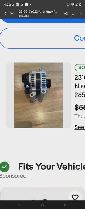 1-2450-01hi For Nissan Genuine Alternator 110amp Fit Altima Sentra 2.5l 2002 2003 2004 2005 2006