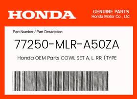 77250-mlr-a50za Honda Genuine Cowl Set A L. Rr. Type2 Wl -