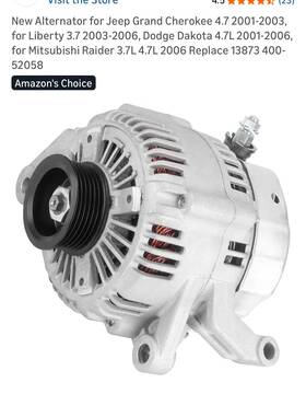 Pp13873n Kac Alternator For Dodge Dakota 2001-2006 3.7l 4.7l Jeep Liberty 2003-2006 3.7 13873