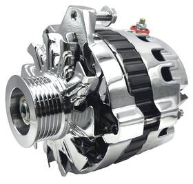 P2525-06 March Performance Gm Cs130 Alternator 140 Amp Chrome Left Offset 1 Wire 6 Rib Serpentine And Fan
