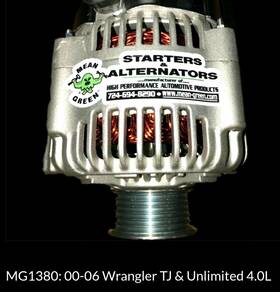 Mg1380 Mean Green Hd Alternator Jeep Tj Lj Unlimited 2000-2006