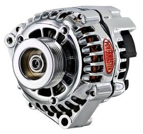 38233 Powermaster Gm Cs130d Offset Left Mount 4.65 Alternator Chrome 165 Amp Mou