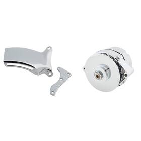 9100748 Speedway Motors King Chrome Gm One Wire Alternator 100 Amp With 76-86 Sbc Bracket