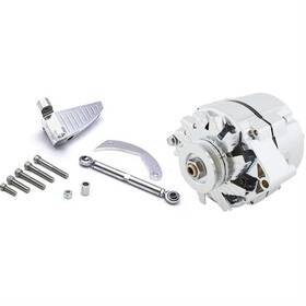 9100750 Speedway Motors King Chrome Gm One Wire Alternator 65 Amp With Inboard Bracket