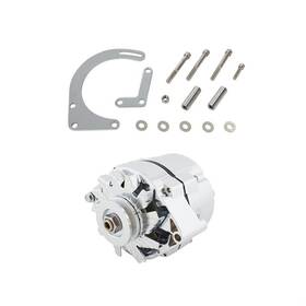 9100788 Speedway Motors King Chrome Gm 1-wire Alternator 65 Amp With Low Mount Bracket