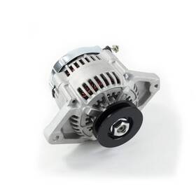 Es1014 Top Street Performance Satin Denso Style 90 Amp Mini Race Alternator With 3/8 Inch V-belt Pulley