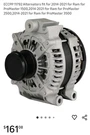 11792 Alternator 180A For 2014 2015 2016-2020 Ram Promaster 1500 2500 3500 3.6L. Fixed Price $70.00.