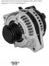 Gdsmotu Alternator Fit For Honda Odyssey 3.5L 2013-2017, Replaces 11775.... Fixed Price $88.99.