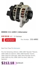 Alternator-new Denso 211-6002. Fixed Price $149.00.