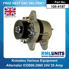 Alternator For Komatsu 0-33000-3070 0-33000-5280 0-33000-2860 0-33000-5860. Fixed Price $211.96.