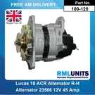 Alternator For Astin Lucas Type 17/18 Acr 12V 45 Amp Rh-fixing. Fixed Price $90.07.