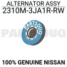 2310M3JA1RRW Genuine Nissan Alternator Assy 2310M-3JA1R-RW. Fixed Price $543.55.
